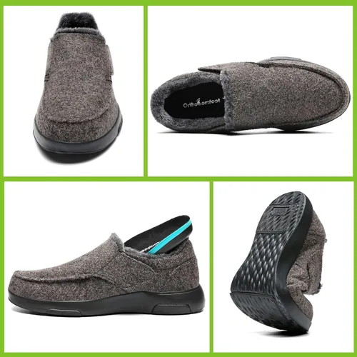 Vista 2 de OrthoComfoot Mens Slippers with Arch Support,Plantar Fasciitis Orthopedic House ShoesSlip On Moccasin Slippers for Indoor Outdoor