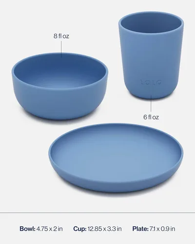 Vista 4 de Lalo Big Bites - Juego completo de vajilla para niños, apto para lavavajillas, sin BPA, juego de vajilla para niños, incluye cuenco apilable, plato