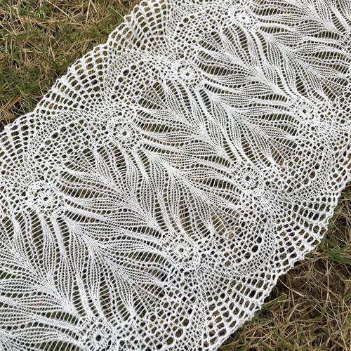 Vista 5 de Cinta de encaje elástico de 8 pulgadas de ancho para camino de mesa, ropa y manualidades de bricolaje, 5 patrones surtidos, 1 yarda cada uno