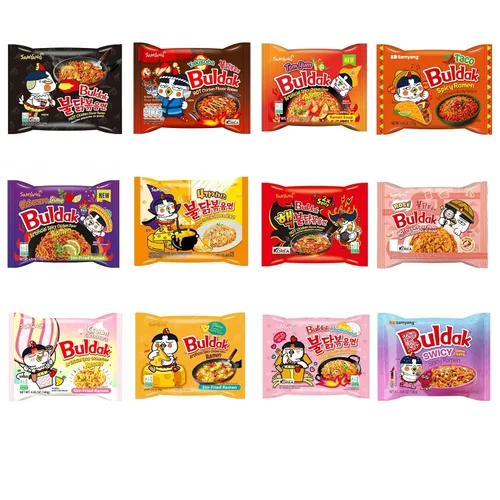 Vista 4 de MUNCHII TIME Paquete variado de fideos ramen picantes Buldak coreanos - 4 sabores diferentes - Colección de fideos Buldak (4 paquetes picantes)