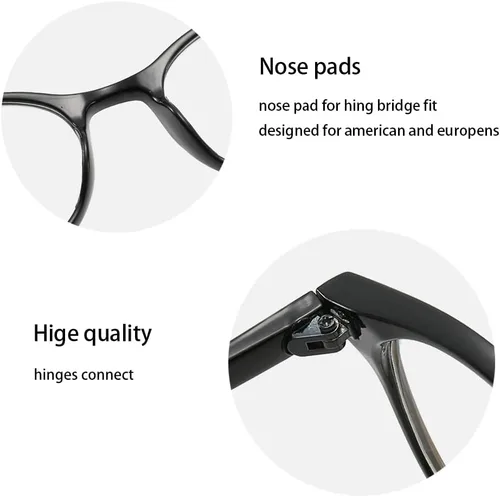 Vista 5 de Gafas retro de miopía para hombres y mujeres, uso diario, gafas de miopía, gafas de distancia para conducir Negro