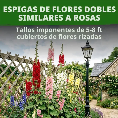 Vista 2 de HOME GROWN Semillas de Hollyhock de doble mezcla de Chater, 200 semillas