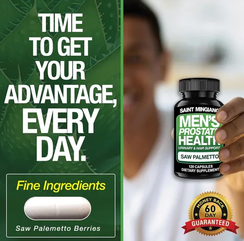 Vista 8 de Suplemento para la salud de la próstata para hombres – 120 cápsulas de apoyo avanzado de próstata para hombres con palma enana americana, apoyo a