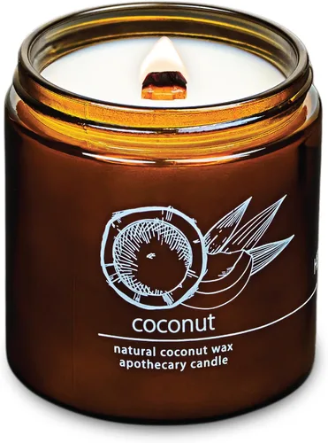 Vista 81 de Vela de mecha de madera agrietada Hemlock Park hecha a mano con cera de coco natural (grande de 16 oz, ámbar) Coconut Apricot Wax Crackling Wood