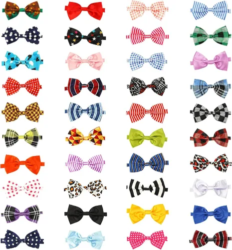 Vista 7 de Segarty Pajaritas para perros, 10 lazos a granel, circunferencia máxima del cuello de 17 pulgadas, lazos para mascotas con cuello ajustable, lazo