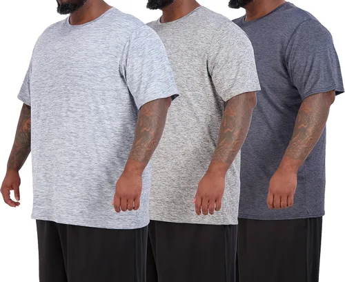 Vista 13 de 3 Pack Men's Big and Tall Dry Fit T Shirts Workout Gym Athletic Crew Tee Manga corta - Conjunto 1
