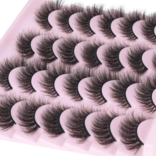 Vista 2 de Pestañas postizas de visón natural, efecto ojo de gato, finas, 16 mm, 5D, paquete de 14 pares de pestañas falsas de TNFVLONEINS