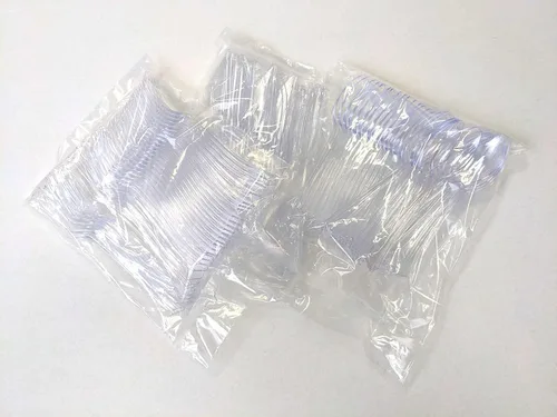 Vista 5 de Juego de cubiertos desechables transparentes resistentes de 360 piezas: 180 tenedores, 120 cucharas, 60 cuchillos, cubiertos de plástico sin BPA