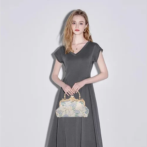 Vista 7 de YeBon Retro Shoulder Chain Messenger Clutch Chinese Style Embroidered Jacquard Women's Evening Bags