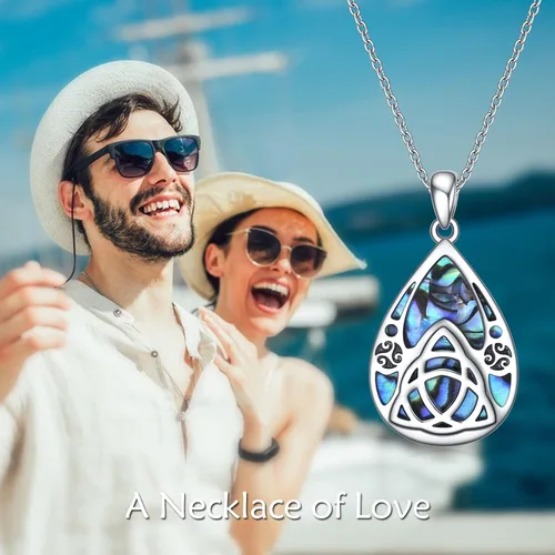 Vista 5 de CUPENDA Collar de nudo celta de plata de ley con colgante de nudo de la Trinidad irlandesa joyería irlandesa para regalo para mujer Plata esterlina