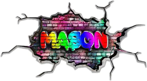 Vista 16 de Calcomanía de pared personalizada con nombre de graffiti 3D, calcomanía decorativa de vinilo artística personalizada, extraíble, despegar y pegar