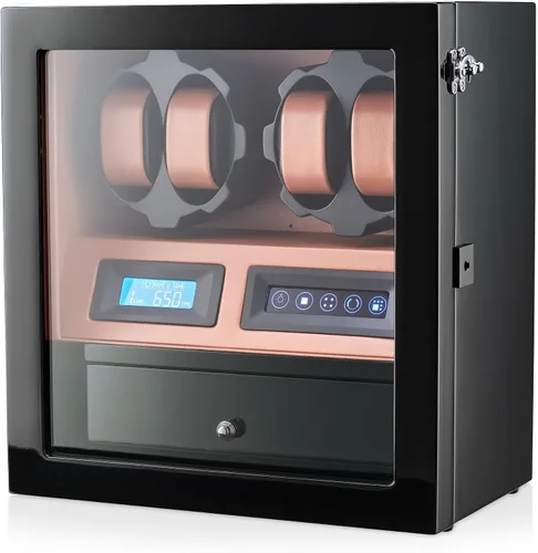 Vista 14 de 4 Watch Winder with 5 Watch Storage Space, LCD Display, Touch Control and Interior Light Negro + Negro