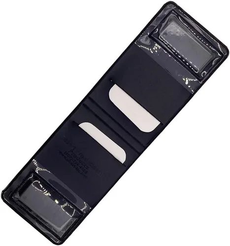 Vista 2 de Paquete de 10 portatarjetas magnético negro, se adapta sobre el cinturón o el bolsillo de la camisa. Se adapta a tarjetas verticales de 2 1/2 x 3