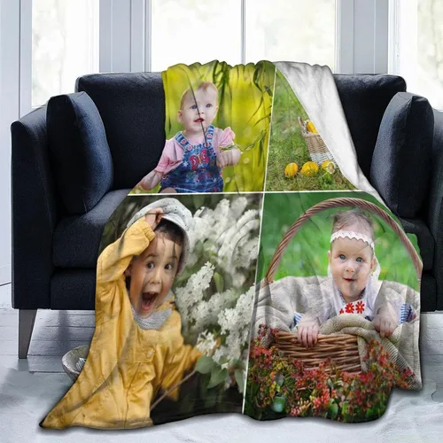 Vista 15 de QETXVI Manta personalizada con fotos, texto, manta personalizada de franela para regalos de cumpleaños de adultos y niños, Navidad, Halloween