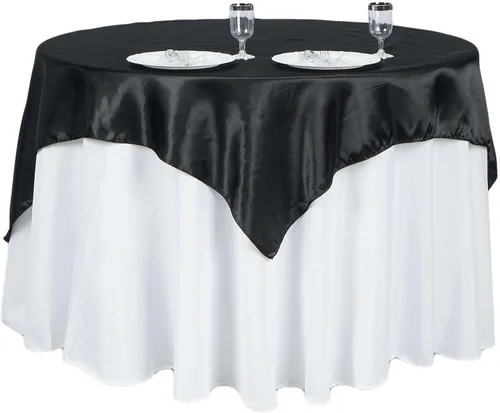 Vista 6 de Efavormart Paquete de 5 Sobremanteles Cuadrados de Satén de 60" para Decoraciones de Mesa de Bodas, Catering y Fiestas, Cubierta de Mantel Negro