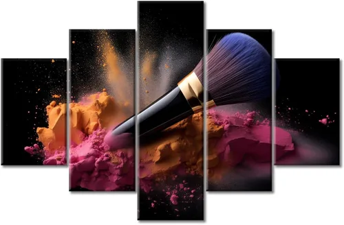 Vista 42 de Póster abstracto de labios de niña, cuadros dorados sobre lienzo, arte de pared, hermosos pósteres e impresiones en lienzo de 5 piezas, arte