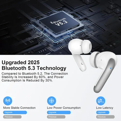 Vista 4 de Auriculares inalámbricos Samsung Bluetooth 5.3 para Samsung Galaxy S26 S25 Ultra/S24/S23/A17/A16/A56/LED con micrófono con cancelación de ruido