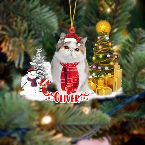 Vista 55 de NAZENTI Adorno personalizado de gato abisinio con árbol de pino, adorno de Navidad personalizado para perros amantes de las mascotas, colgante