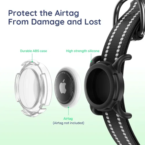 Vista 7 de Collar de perro Airtag con código QR, collar reflectante para perro con soporte Airtag, acolchado suave y hebilla de bloqueo de seguridad ajustable