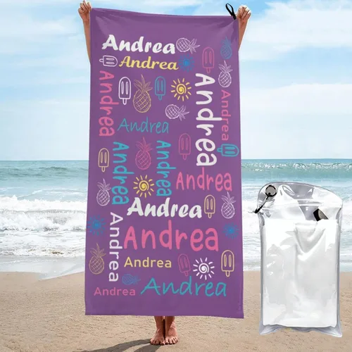 Vista 11 de Toallas de playa personalizadas para adultos, toallas de playa personalizadas con nombres para viajes, toallas de playa de microfibra, regalos