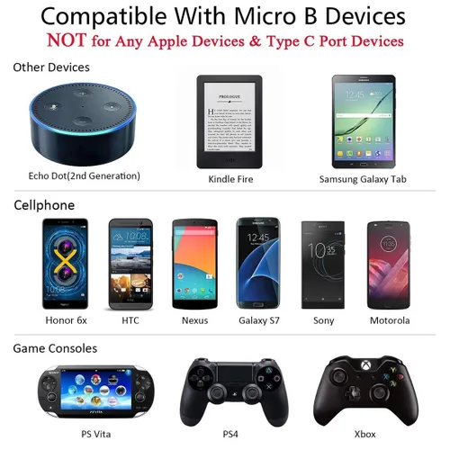 Vista 3 de Cable de carga micro USB para teléfono Android, paquete de 2 cables de carga rápida de 6 pies para Moto E5 G5 G6 Play, Alcatel 1B 1C 1L 1S 1V 1X 1SE