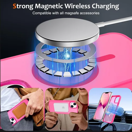 Vista 1240 de Anuck - Funda magnética para iPhone 11 compatible con MagSafe, carcasa trasera mate translúcida dura, borde de TPU, delgada, resistente a impactos