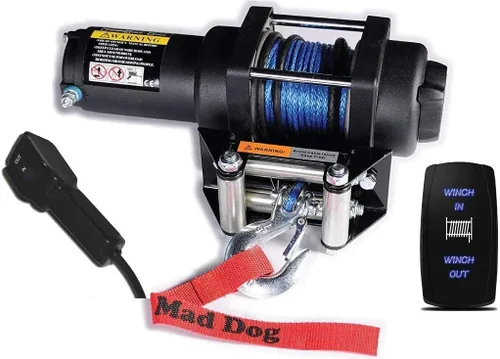 Vista 5 de Mad Dog 2500 LB Winch & Mount Combo, cuerda sintética, compatible con Kawasaki 600 Mule 2x4 ('05-16)