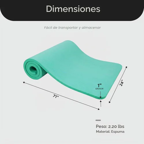 Vista 4 de BalanceFrom All Purpose 1-Inch Extra Thick High Density Anti-Tear Exercise Yoga Mat with Carrying Strap, Multiple Colors Azul aguamarina