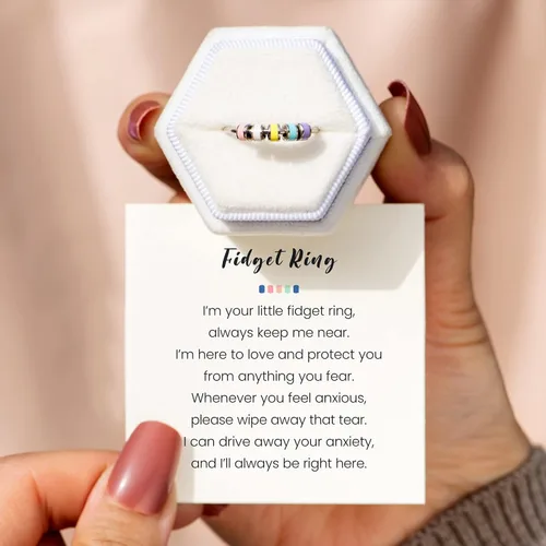 Vista 4 de STORYJEWELLERY Fidget Ring, Anxiety Rings for Women, Spinner Ring, Silent Spinning Stress Rings, Fidget Jewelry, Womens Gifts