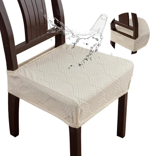 Vista 14 de Fundas de asiento para silla de comedor, extraíbles y lavables, juego de 2, fundas de cojín de asiento de silla de jacquard, protectores