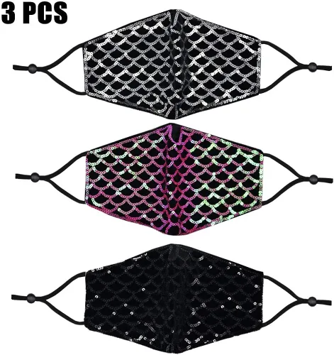 Vista 2 de Uoudio - Cubrebocas con cristal y diamantes de imitación moderno y reutilizable para mujeres y mascarada