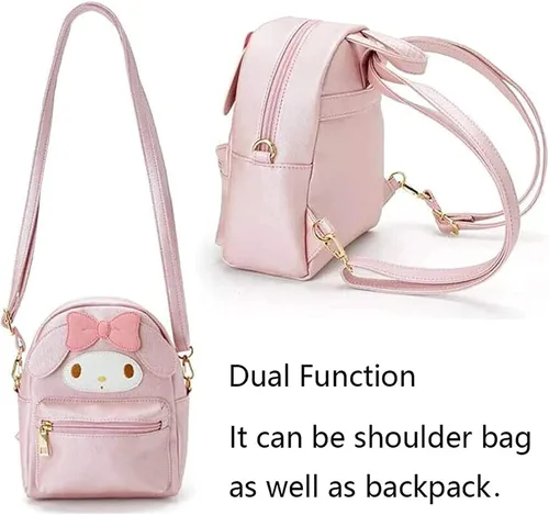 Vista 3 de ALORVE Bolsa de dibujos animados de anime bolsa de hombro para cosplay mochila de poliuretano para niños y niñas fanáticos Rosado