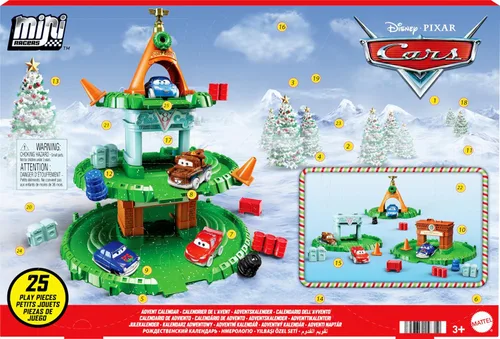 Vista 7 de Disney y Pixar Cars Toys Mini Racers Calendario de Adviento con 5 autos de juguete, piezas de pista y accesorios de mini juguete, 25 sorpresas