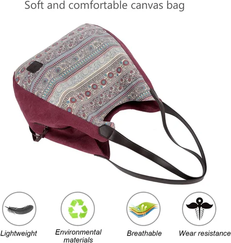 Vista 7 de ArcEnCiel Bolsos de lona para mujer, bolsos de hombro, M