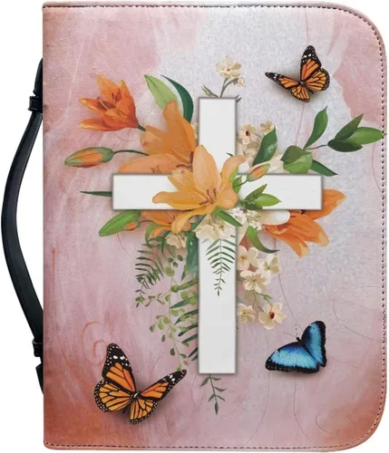 Vista 30 de TODIYADDU Cubierta de la Biblia Personalizable Personalizable PU Biblia Protector Libro Cubierta de la Biblia Bolsa de asas