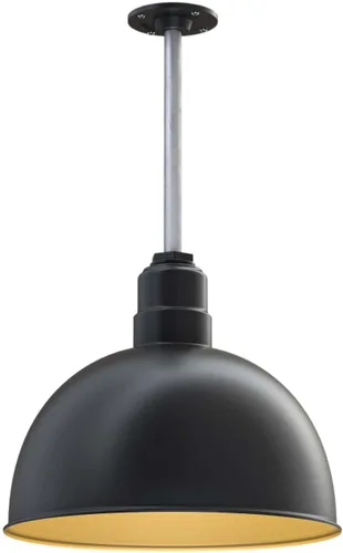 Vista 11 de Steel Lighting Co. Colgante de cuenco rosa Lámpara montada en el techo Cúpula de 15 pulgadas vástago de 12 pulgadas Estilo granero de acero