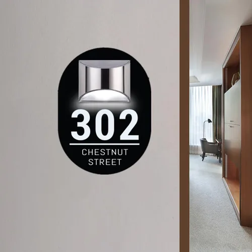 Vista 10 de Placa solar personalizada con números de casa, placa LED moderna para puerta, letrero acrílico para casa de jardín, montaje en la pared para casa