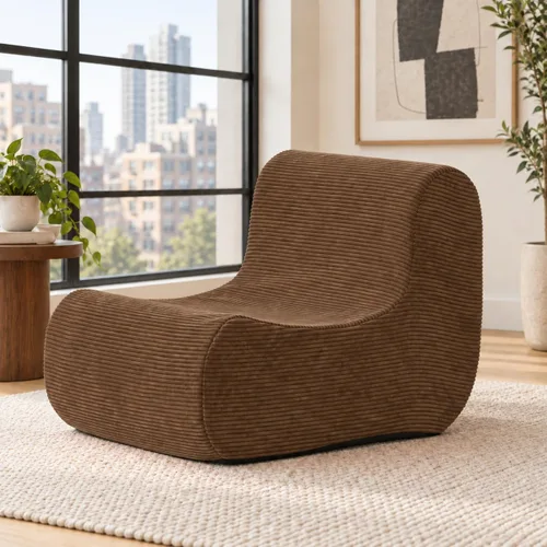 Vista 9 de N&V Sofá de espuma de un solo asiento, sofá de suelo sin brazos, espuma de alta densidad de una pieza, funda extraíble y lavable a máquina, azul