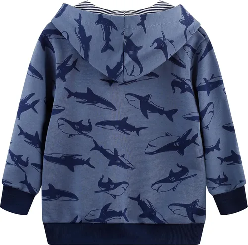 Vista 6 de Akyzic Sudadera con capucha para bebés y niños, diseño de dinosaurios, con bolsillo, sudadera cálida para niños