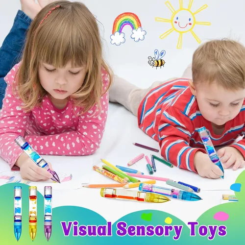 Vista 5 de Equsion 3 bolígrafos con burbujas de movimiento líquido, con temporizador colorido, para concentración, estrés, alivio de la ansiedad, juguetes