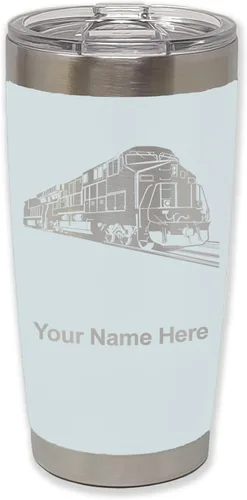 Vista 9 de LaserGram Vaso aislado al vacío de 20 onzas, tren de carga, grabado personalizado incluido (negro)