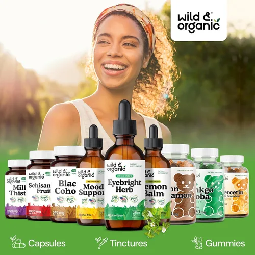 Vista 5 de Wild & Organic Eyebright - Tintura de hierbas - Soporte para los ojos con suplemento Eyebright - Gotas líquidas de extracto de eufrasia dietética