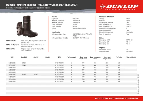 Vista 7 de Dunlop E65203310 Purofort Thermo+ - Bota de protección contra el frío OmegaEH, plantilla premium, aislamiento frío de -58 F, puntera de acero