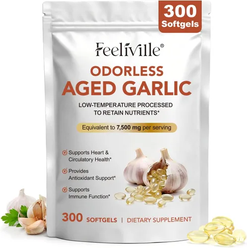 Vista 4 de Cápsulas de extracto de ajo envejecido, 7500 mg cápsulas de ajo inodoro, 300 cápsulas blandas – apoyo cardíaco e inmunológico, antioxidante