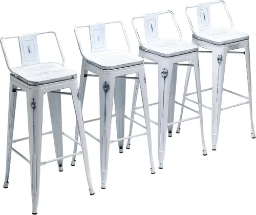 Vista 9 de Yongchuang - Juego de 4 taburetes de bar de 18" de metal apilables, taburetes cortos para aula, cocina, comedor, sillas con parte superior de madera