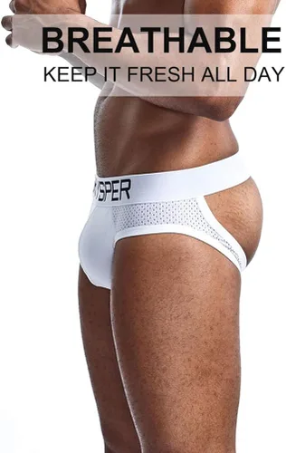 Vista 3 de SKYSPER Jockstrap de malla transpirable de algodón Jock Strap para hombre, ropa interior atlética, partidarios atléticos para hombres