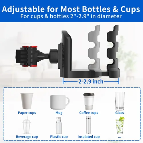 Vista 3 de Soporte de micrófono ajustable para bebidas con soporte de micrófono giratorio de 360°, soporte universal para botella de agua, soporte para taza