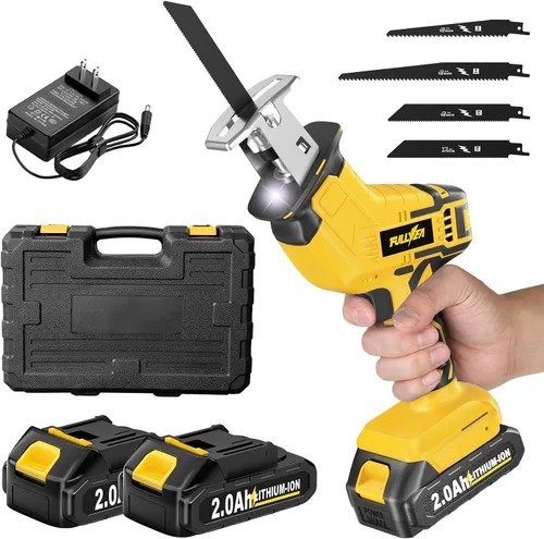 Vista 6 de FULLYEA Reciprocating Saw Cordless, 0-3500 SPM Power Reciprocating Saws with 4 Blades & 2 Batteries, Tool‑Free Blade Change, Electric Handheld Saw