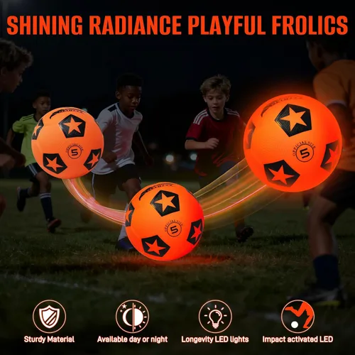 Vista 4 de Balón de fútbol iluminado, pelota de fútbol que brilla en la oscuridad con LED, juegos de equipo deportivo nocturno de tamaño 5, regalos