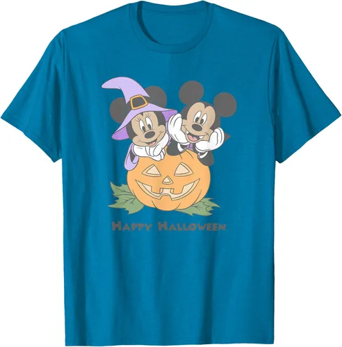 Vista 3 de Disney Mickey and Friends Halloween Pumpkin Mickey & Minnie Camiseta Blanco